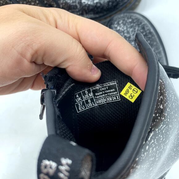 Dr. Martens 6 Black Glitter Combat Boots - Picture 6 of 6